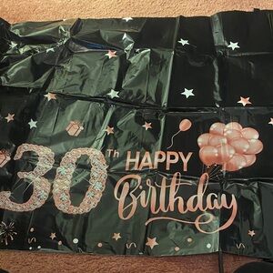 Black and Rose Gold Birthday table covers